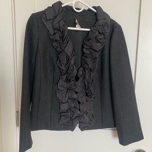 J. Crew Black Ruffle Blazer